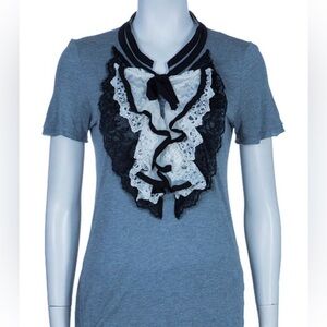 RED Valentino
RED Valentino Grey Lace Bib Top 
Size: M